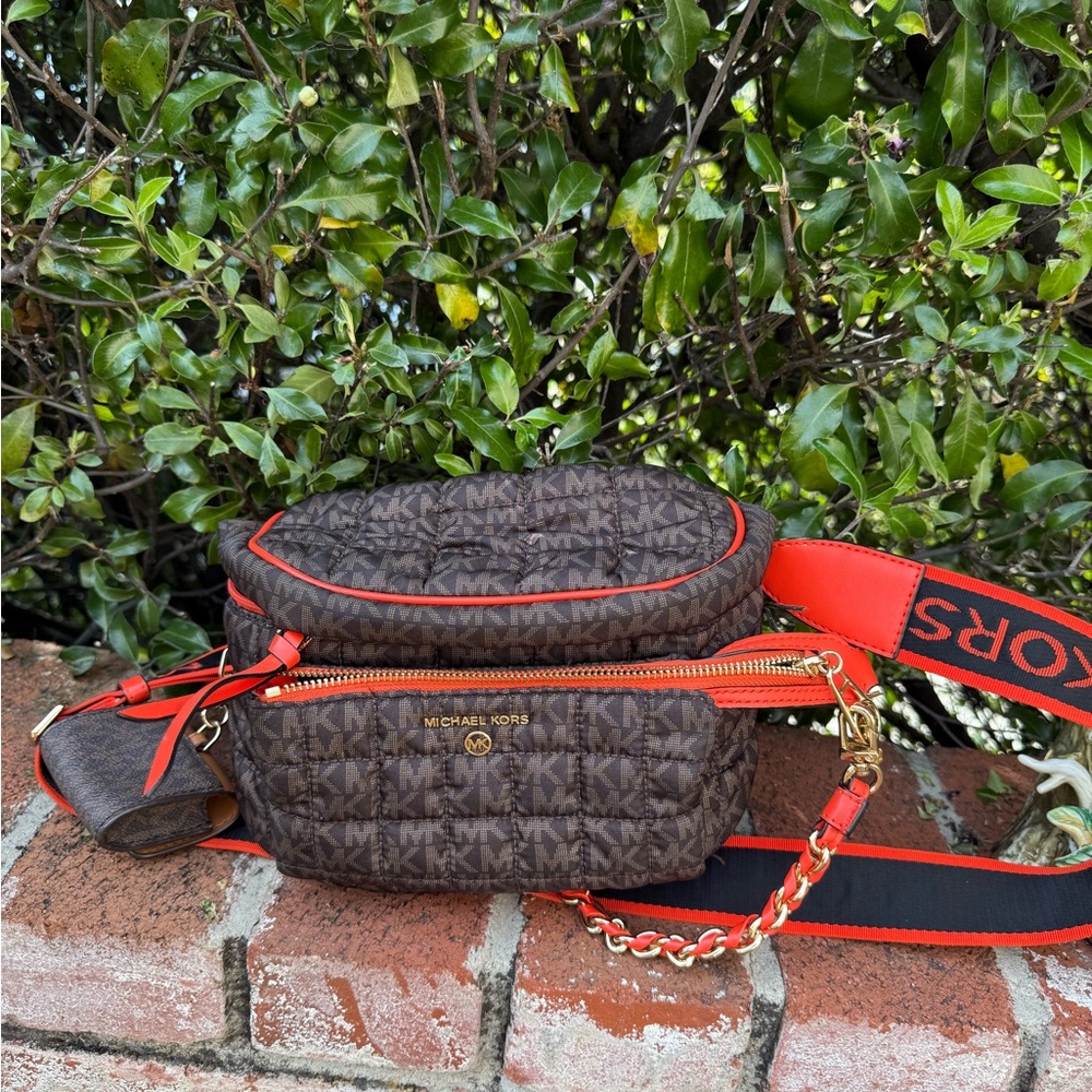 Michael Kors Brown and Red Crossbody Bag